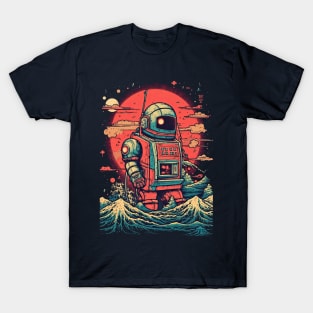 Robot crashing through the waves T-Shirt